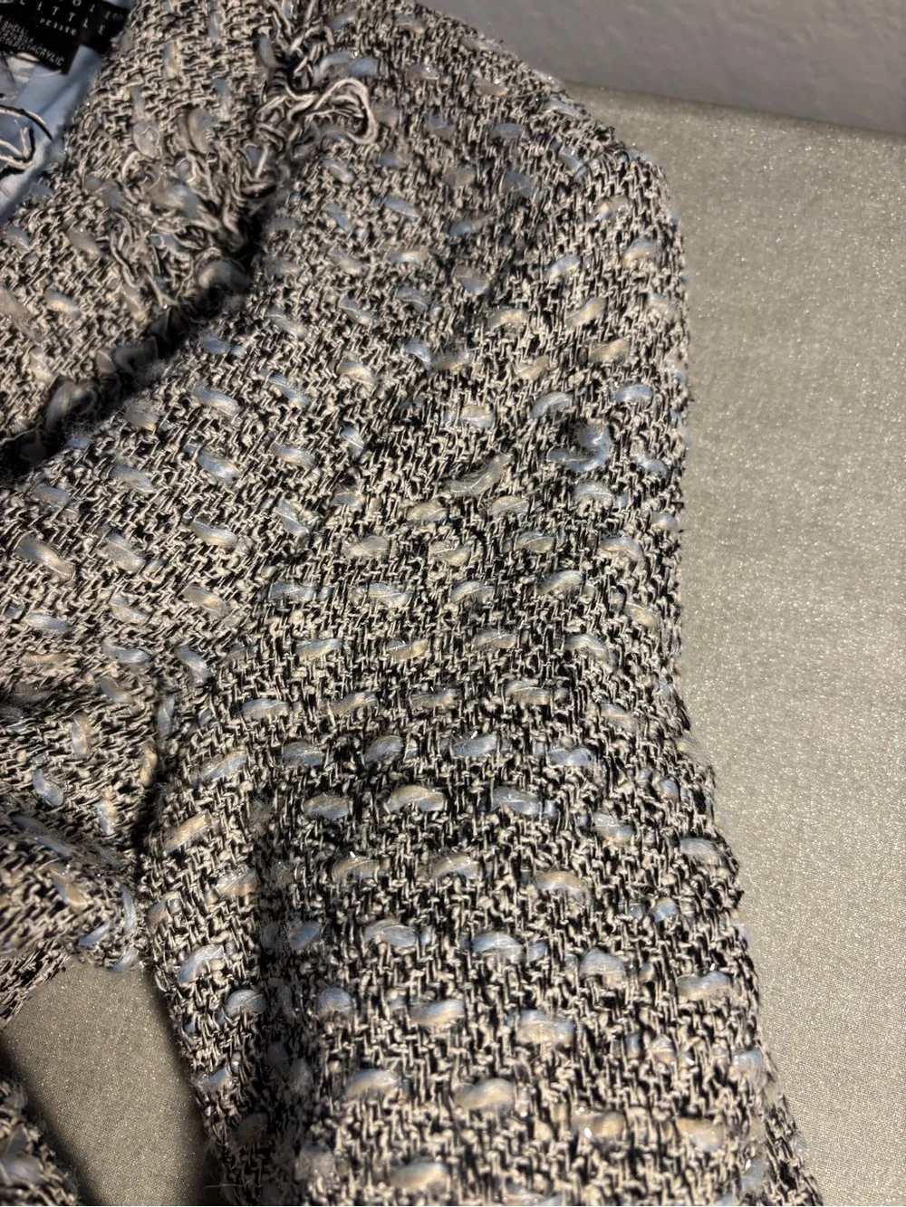 Carole Little Gray Fringed Tweed Blazer